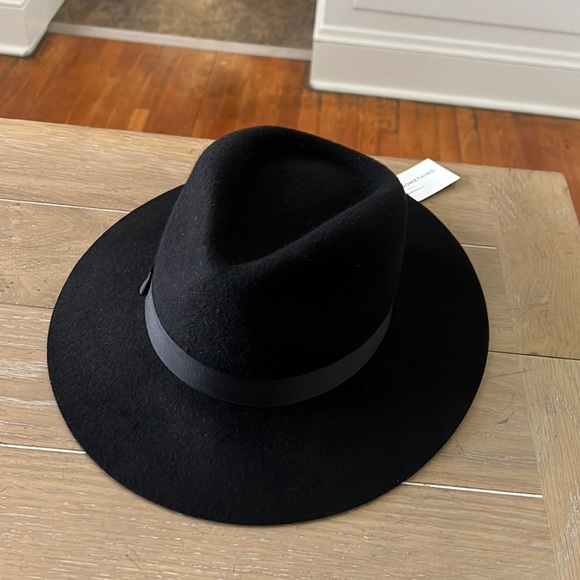 NWT Ace Of Something Aspen black 100% wool felt hat 57cm M w/grosgrain ribbon - Picture 1 of 7